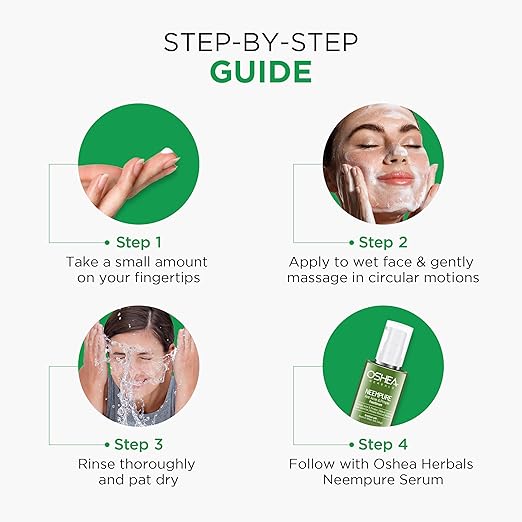 Oshea Herbals Neempure Anti Acne & Pimple Facewash for Women & Men | Controls Sebum with Deep Cleansing | Reduces Pimples & Blemish Free Clear Skin | Enriched with Neem Extract & Cinnamon Oil - 50g