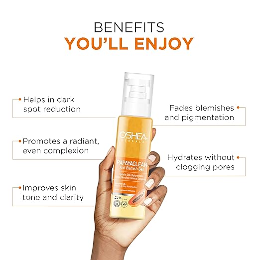 Oshea Herbals Papayaclean Anti Blemish Face Gel for All Skin Types | Hydrates, Reduces Pigmentation & Lightens Blemishes | Enriched with Papaya & Daisy Flower Extracts - 120ml