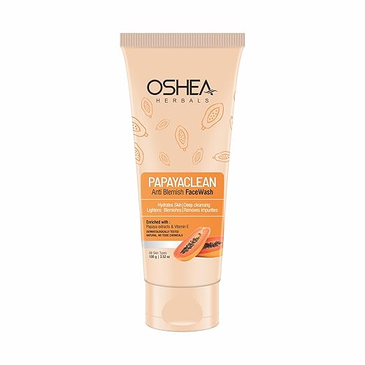 Oshea Herbals Papayaclean Anti Blemishes Face Wash for Women & Men | Removes Impurities & Lightens Blemishes | Boost Hydration & Brightens Skin | Enriched with Vitamin E & Papaya | All Skin Types