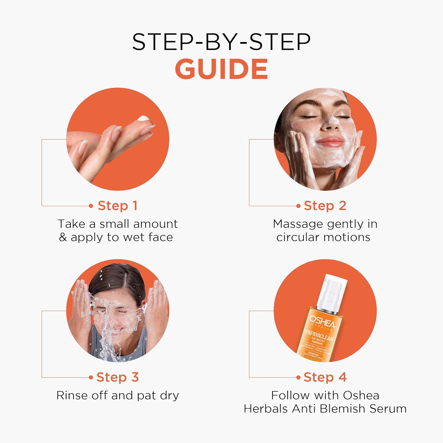 Oshea Herbals Papayaclean Anti Blemishes Face Wash for Women & Men | Removes Impurities & Lightens Blemishes | Boost Hydration & Brightens Skin | Enriched with Vitamin E & Papaya | All Skin Types