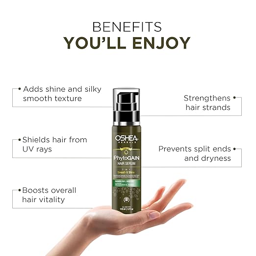 Oshea Herbals Phytogain Natural Non Sticky Hair Serum | For Instant Smooth, Shine, Tangle & Frizz Free Nourishing Hair Serum - 110 ml
