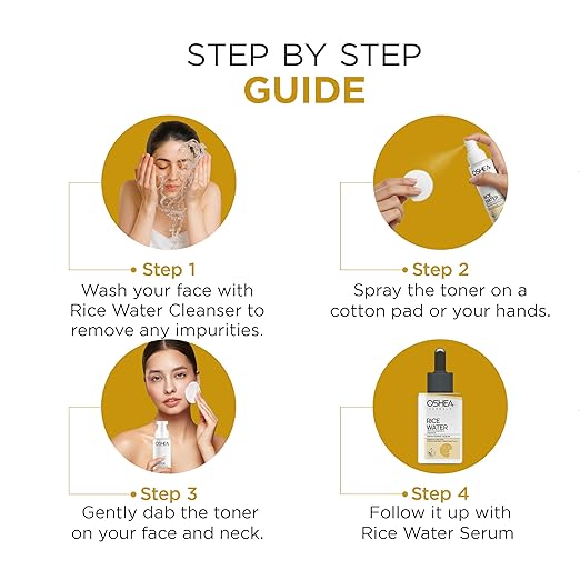 Oshea Herbals Rice Water Brightening Toner for Women & Men | Deeply Hydrates & Brightens Skin Tone | Reduces Dull & Uneven Skin Tone | Enriched with Niacinamides & Ceramides | All Skin Types 120ml