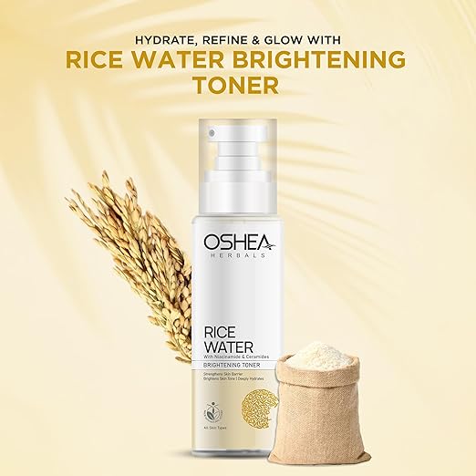 Oshea Herbals Rice Water Brightening Toner for Women & Men | Deeply Hydrates & Brightens Skin Tone | Reduces Dull & Uneven Skin Tone | Enriched with Niacinamides & Ceramides | All Skin Types 120ml