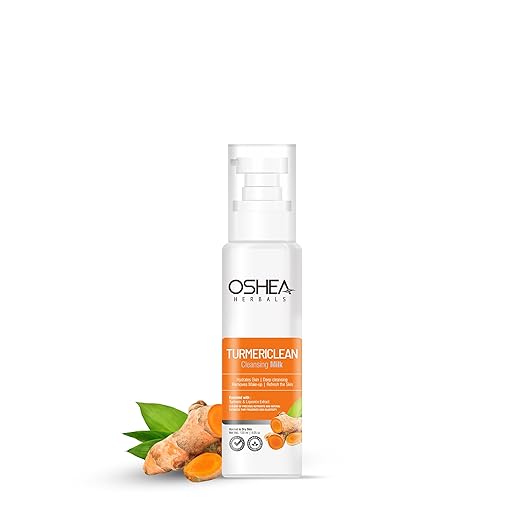 Oshea Herbals Turmericlean Cleansing Milk for Normal to Dry Skin | Deep Cleansing & Hydration | Enriched with Turmeric & Liquorice Extracts | Paraben & Silicone-Free –