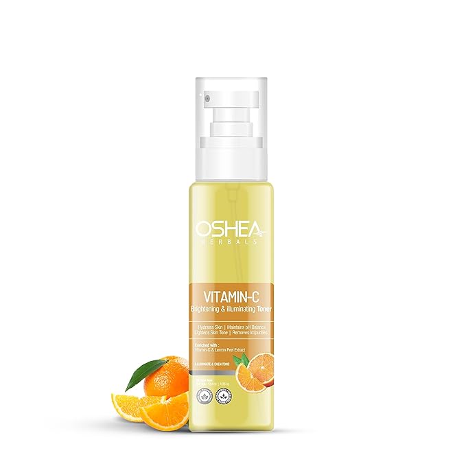 Oshea Herbals Vitamin C Brightening & Hydrating Skin Toner for All Skin Types | Purifies, Refreshes & Balances pH for Radiant Skin | Enriched with Lemon Peel Extract & Vitamin C - 120ml