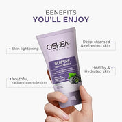 Oshea Herbals Glopure Lightening Gel Facewash For All Skin Types | Lightens & Hydrates Skin with Deep Cleaning | Enriched with Mulberry & Liqurice Extracts