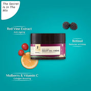 Pilgrim French Red Vine Anti Aging Night Cream for women with Retinol, Mulberry & Vitamin C For Glowing Skin & Skin Repair