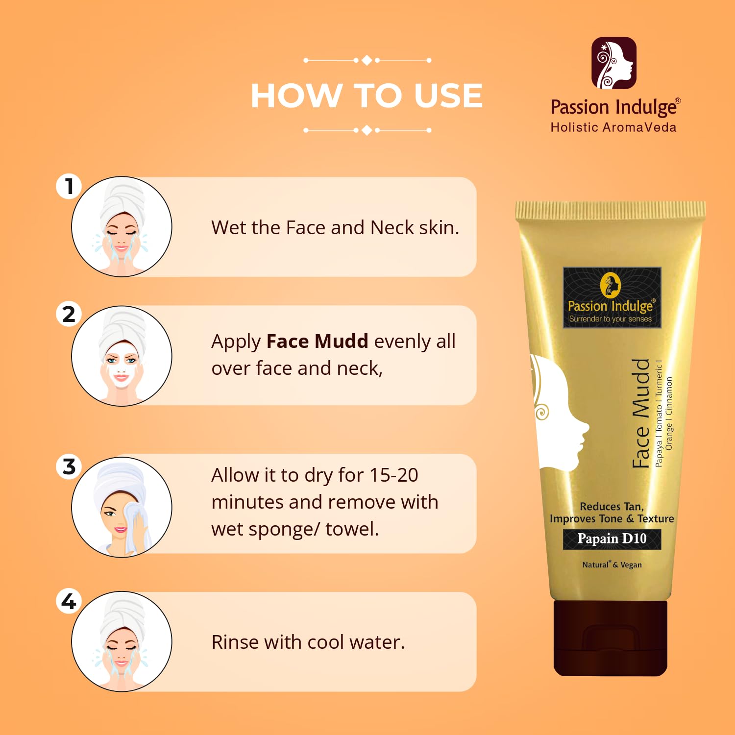 Passion Indulge Papain D10 Natural Face Mudd Pack For Tan Removal