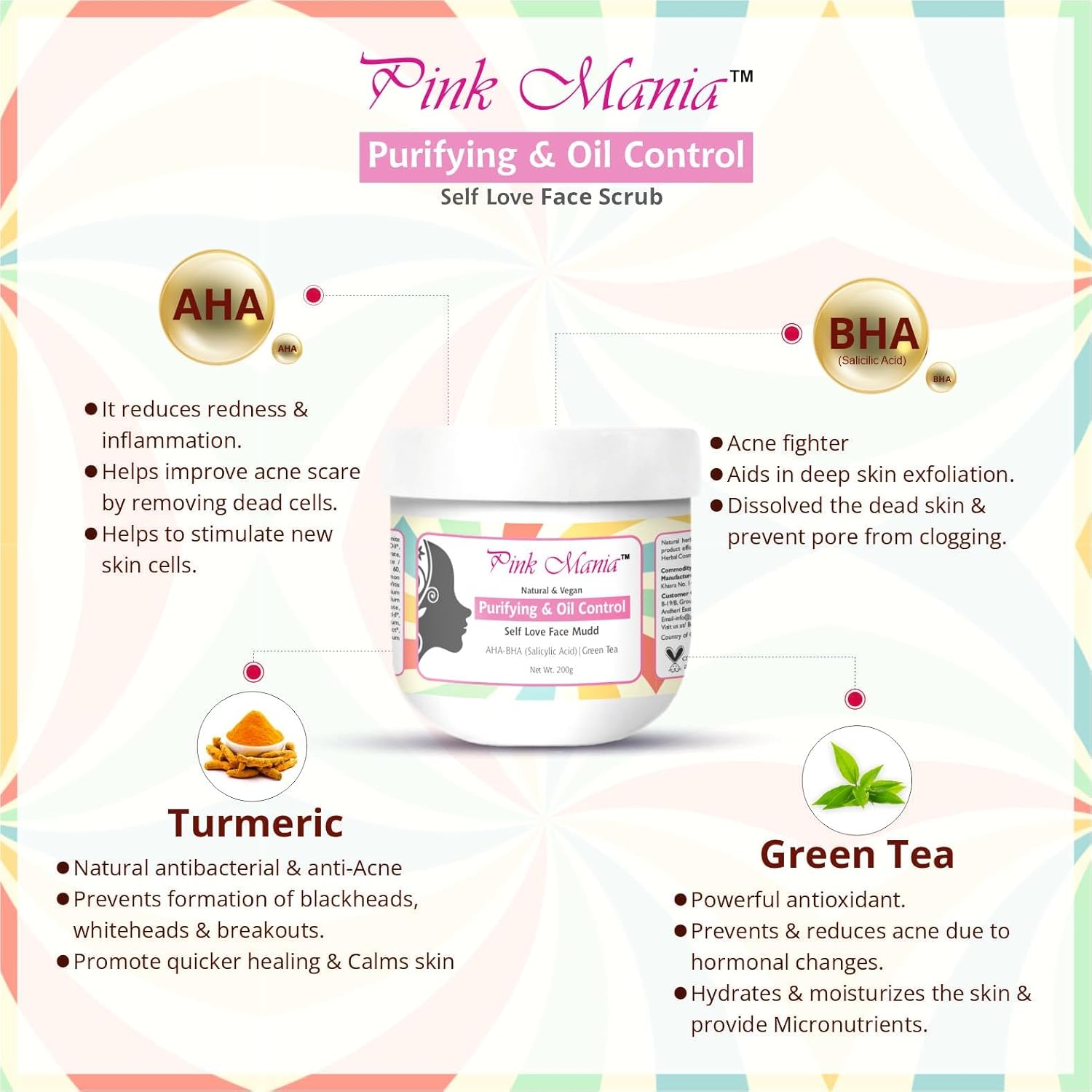 Passion Indulge Pink Mania Purifying & Oil Control AHA BHA Face Mudd 200g