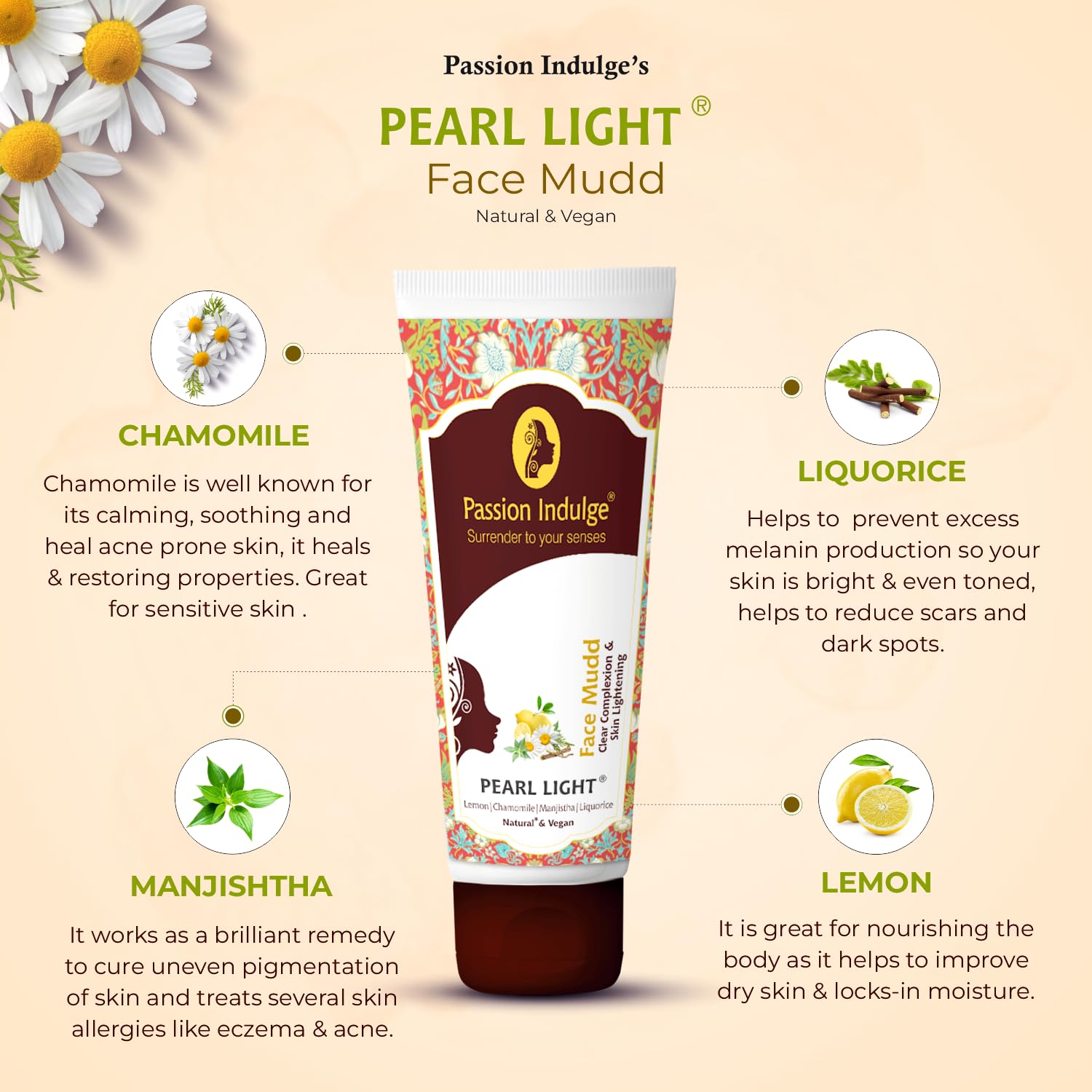 Passion Indulge Skin Brightening Pearl Light Face Mudd Pack