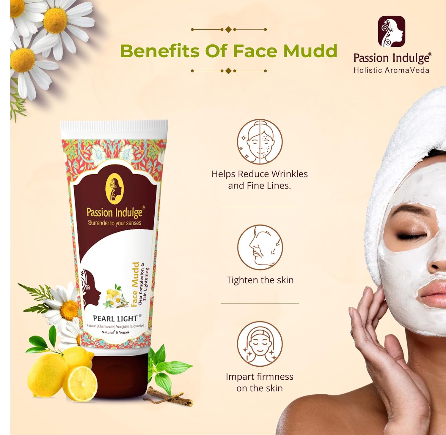 Passion Indulge Skin Brightening Pearl Light Face Mudd Pack