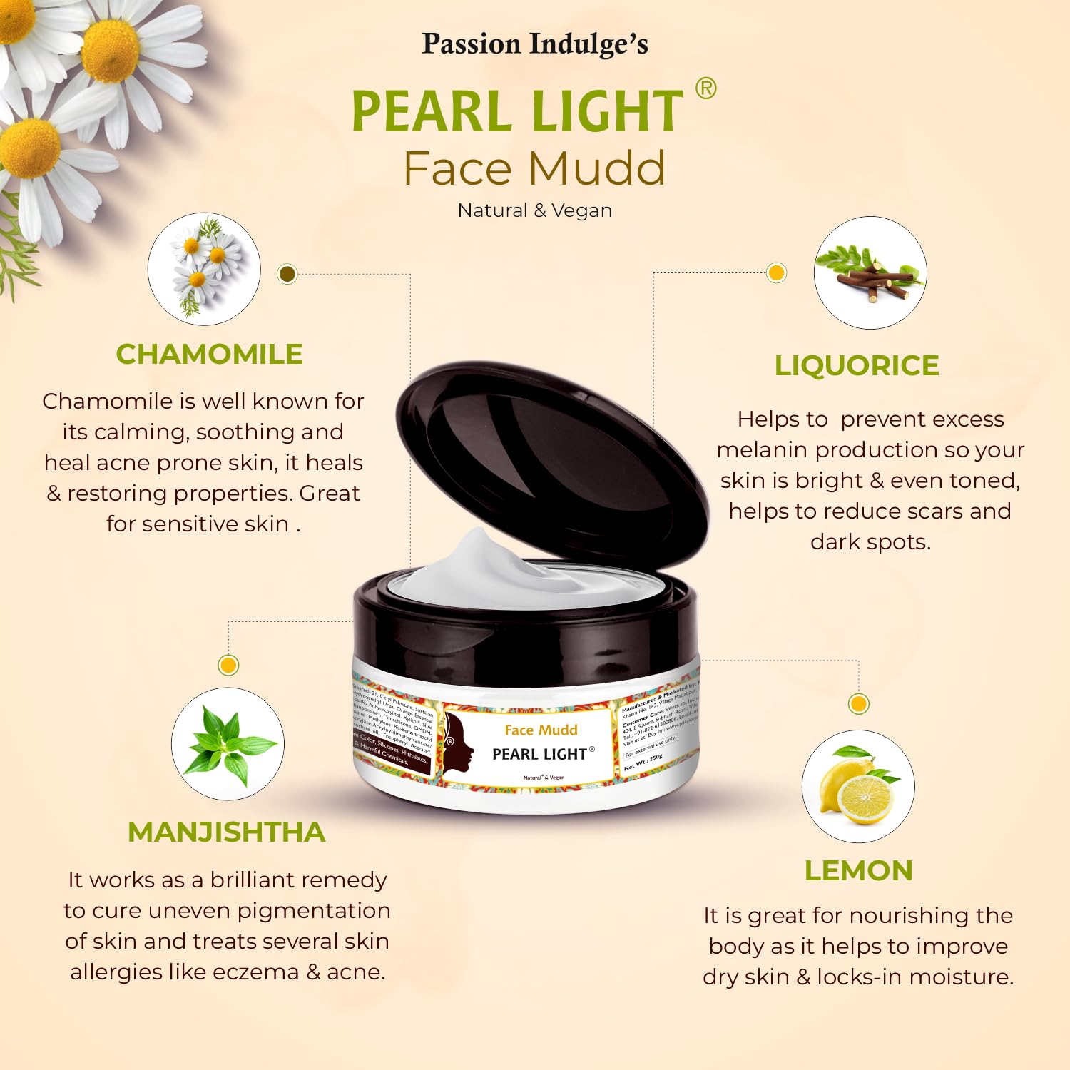 Passion Indulge Skin Brightening Pearl Light Face Mudd Pack