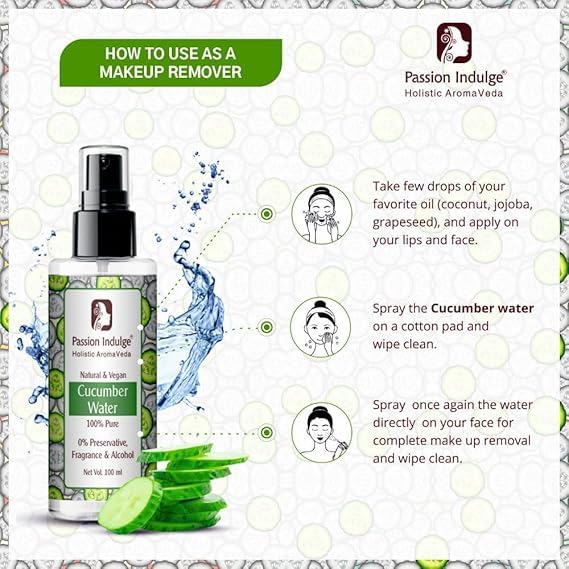 Passion Indulge Cucumber Water Skin Toner Makeup Remover 100ml