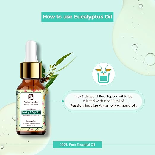Passion Indulge Eucalyptus Essential Oil for Skin Eruptions, Acne, Oily Skin and Hair Dandruff - 10ml