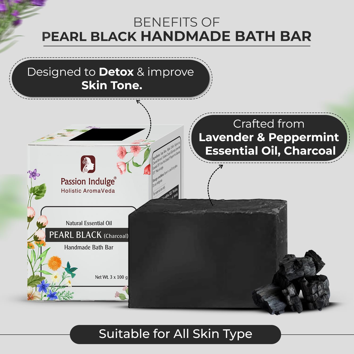 Passion Indulge Handmade Soap Natural Charcoal Bath Bar