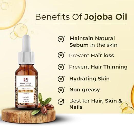 Passion Indulge Jojoba Carrier Oil for Skin, Hair and Face - 10ml