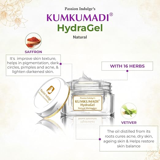 Passion Indulge Kumkumadi Hydragel Moisturizer For Face with SPF 15 – Ayurvedic Gel