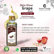 Passion Indulge Natural Grape Seed Carrier Oil for Skin, Face