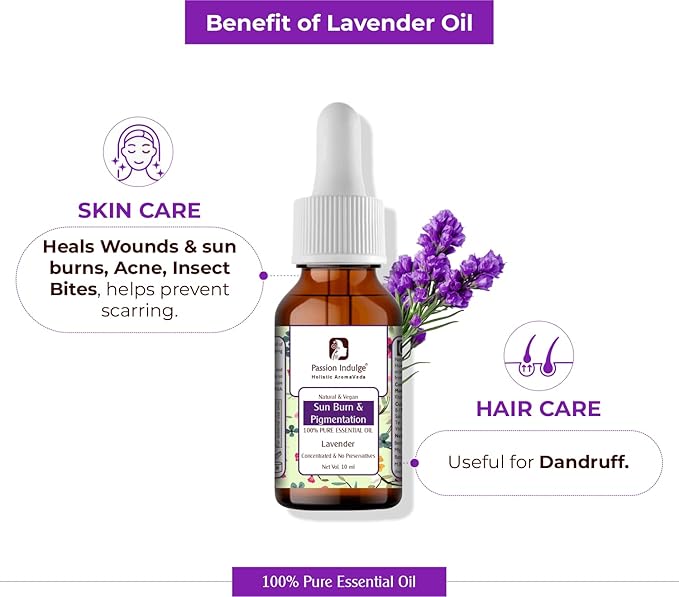 Passion Indulge Natural Lavender Pure Essential Oil, for Acne