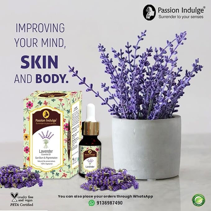 Passion Indulge Natural Lavender Pure Essential Oil, for Acne