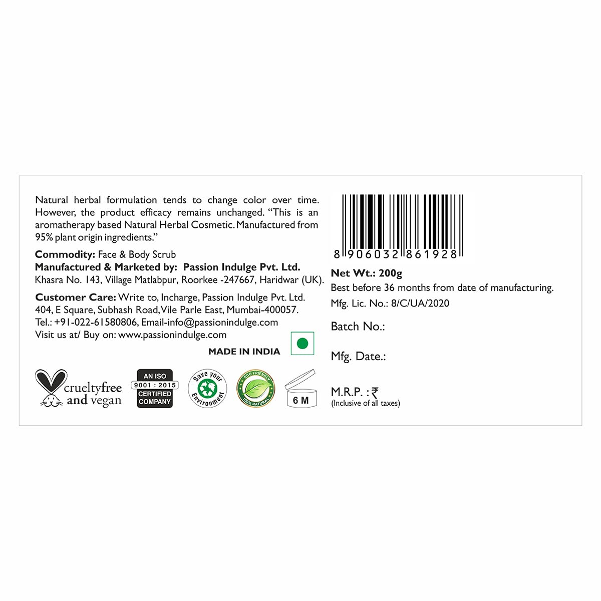 Passion Indulge Natural Papain D10 Face Scrub