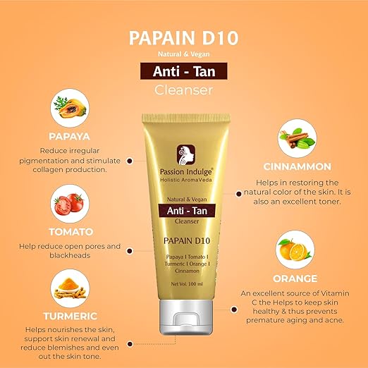 Passion Indulge Papain Cleanser For Tan Removal, PAPAIN D10 Cleanser