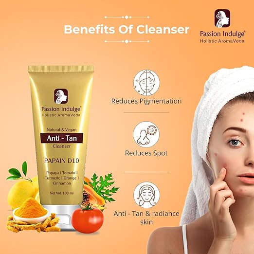 Passion Indulge Papain Cleanser For Tan Removal, PAPAIN D10 Cleanser