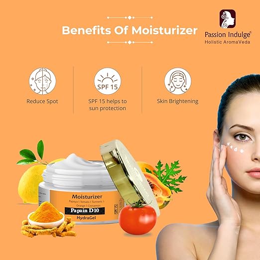 Passion Indulge Papain D10 Natural Hydra Gel Moisturizer Reduces Tan