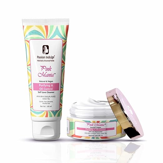 Passion Indulge Pinkmania AHA-BHA Cleanser with 1% Salicylic Acid & Moisturizer For Face