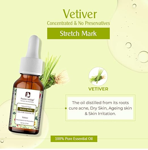 Passion Indulge Vetiver Essential Oil For Skin Care 10 ml