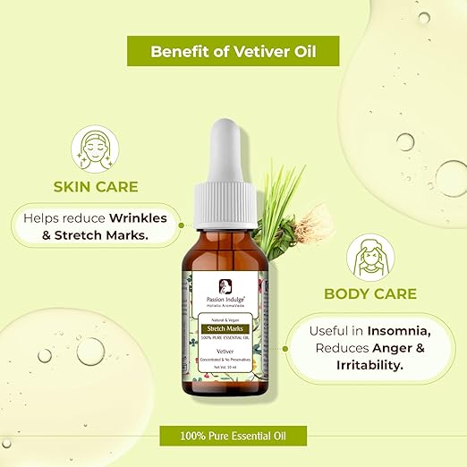 Passion Indulge Vetiver Essential Oil For Skin Care 10 ml
