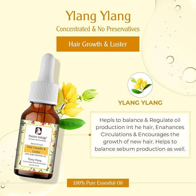 Passion Indulge Ylang Ylang Essential Oil for Oily Skin and Hair Growth