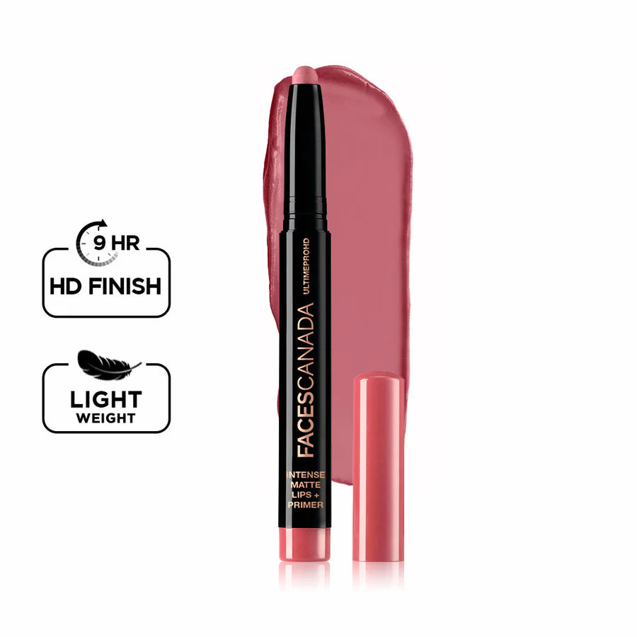 FACES CANADA Ultime Pro HD Intense Matte Lipstick + Primer , 1.4g | 9HR Long Stay | Flawless HD Matte Finish | Intense Color | Lightweight | Smooth Glide | Primer Infused