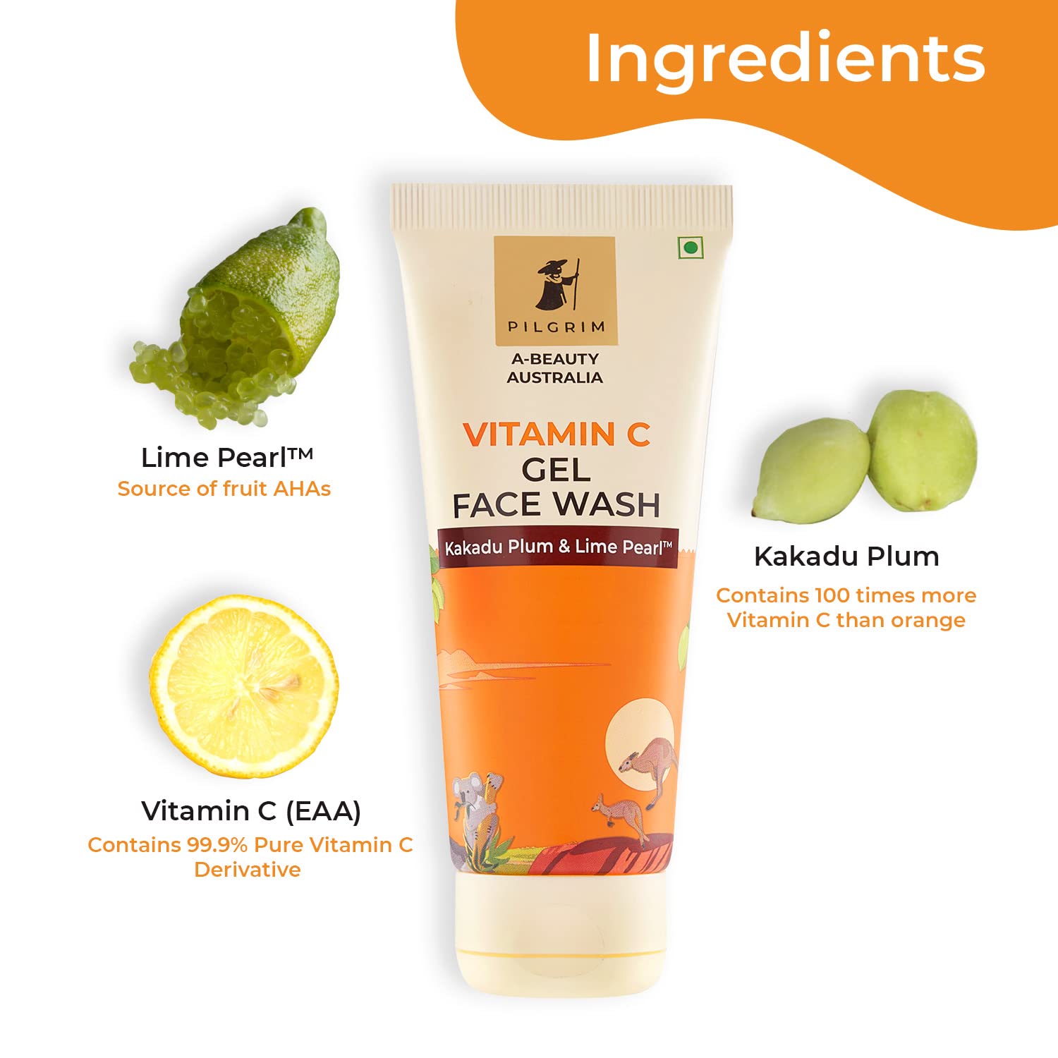 Pilgrim Australian Vitamin C Gel Face Wash for glowing skin 100ml