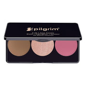 Pilgrim 3-in-1 Face Palette | Blush, Highlighter & Contour Face Makeup Kit | Highly Pigmented & Long Lasting | 12g (Sultry Romancé -02)