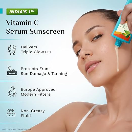 Pilgrim 5% Vitamin C Brightening Serum Sunscreen SPF 50+ PA++++ with Glutathione & Niacinamide
