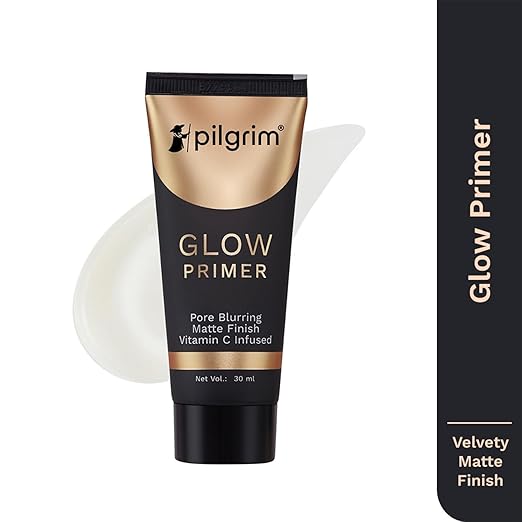 Pilgrim Glow Primer Lightweight Gel Based Velvety Matte Finish, Blurs Pores, Vit C+E Infused