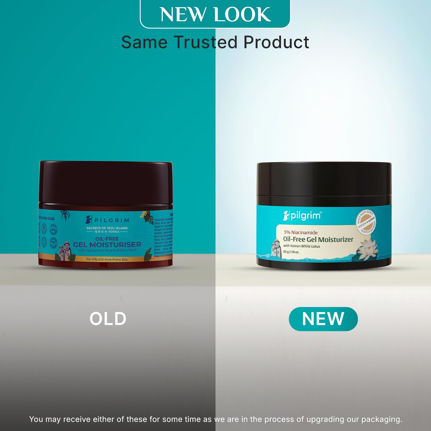 Pilgrim Korean Oil free Gel Moisturizer for oily skin with Hyaluronic Acid & Willow Bark Extracts | Moisturiser for face | Suitable for Oily & Acne-Prone Skin| Men & Women | Korean Skin Care | 50gm