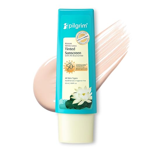 Pilgrim Korean White Lotus Tinted Sunscreen SPF 50+ PA++++ with 3% Niacinamide