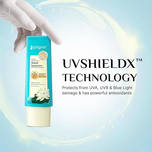 Pilgrim Korean White Lotus Tinted Sunscreen SPF 50+ PA++++ with 3% Niacinamide