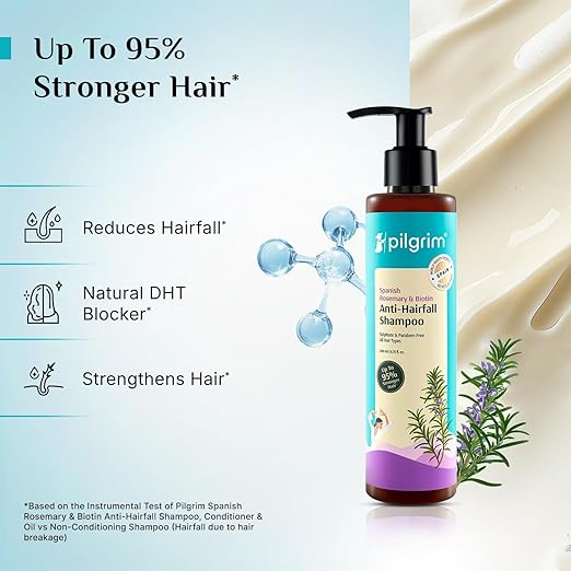 Pilgrim Spanish Rosemary & Biotin Anti Hairfall Shampoo for Reducing Hair Loss & Breakage 200ml