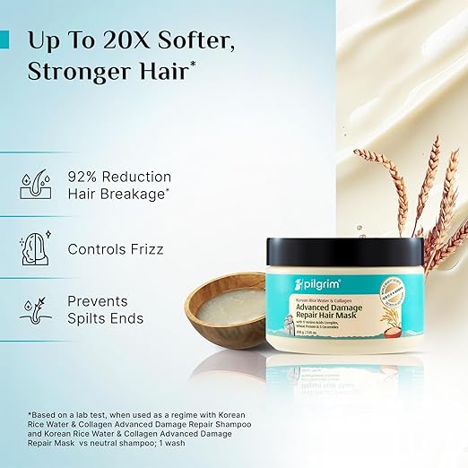 Pilgrim Unscented Korean Rice Water & Collagen Advanced Damage Repair Mask