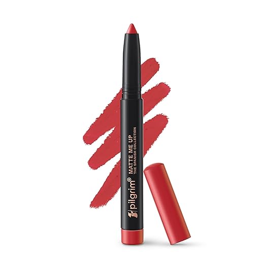 Pilgrim Long Lasting Crayon Lipstick | Intense Matte Finish | Waterproof & Lightweight | Highly Pigmented & Enriched With Ceramides & Mango Seed Oil | Smooth Glide Application