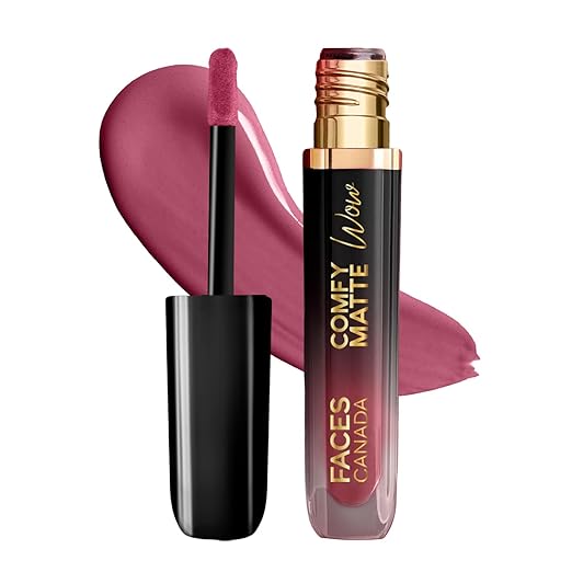 FACES CANADA Comfy Matte Wow Liquid Lipstick One Swipe Application | Highly Pigmented | Comfortable Wear | Glides Smoothly | Long Lasting | Transferproof, Smudgeproof & Waterproof