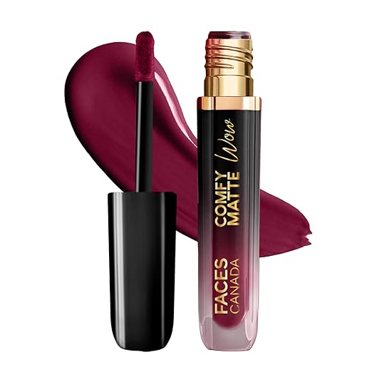 FACES CANADA Comfy Matte Wow Liquid Lipstick One Swipe Application | Highly Pigmented | Comfortable Wear | Glides Smoothly | Long Lasting | Transferproof, Smudgeproof & Waterproof