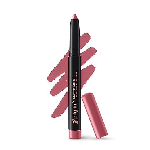 Pilgrim Long Lasting Crayon Lipstick | Intense Matte Finish | Waterproof & Lightweight | Highly Pigmented & Enriched With Ceramides & Mango Seed Oil | Smooth Glide Application