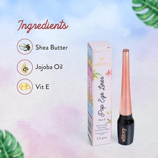 Whimsy Beauty Pop Eyeliner for Girls, Water Washable Liquid Eyeliner with Matte Finish, Long Lasting Smudge Proof for Kids Teens and Preteens, 4 to 16 Years, Organic, Chemical Free (Black)