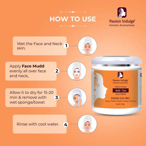 Passion Indulge Professional Anti-Tan Face Mudd PAPAIN D10 PRO -500 gm