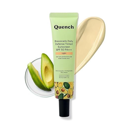 QUENCH BOTANICS Daily Defense Tinted Sunscreen SPF 50 PA+++ For Glowing Skin With Avocado & 2% Niacinamide