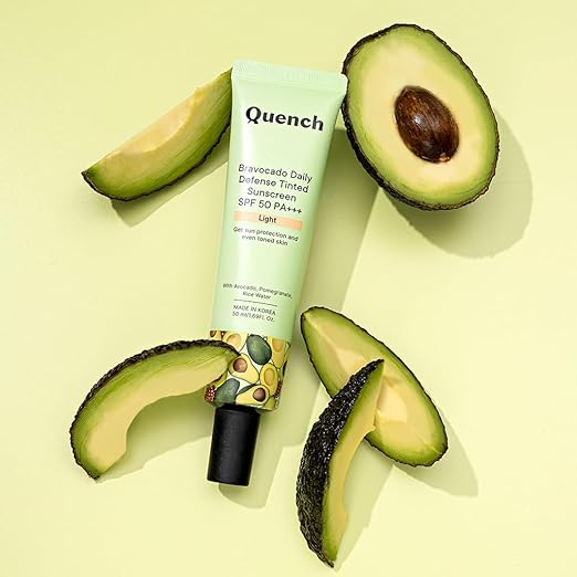QUENCH BOTANICS Daily Defense Tinted Sunscreen SPF 50 PA+++ For Glowing Skin With Avocado & 2% Niacinamide